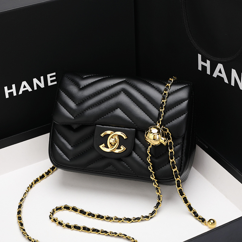 2023 new twirling gold ball bag by fat one-shoulder, little vanilla chain bag.