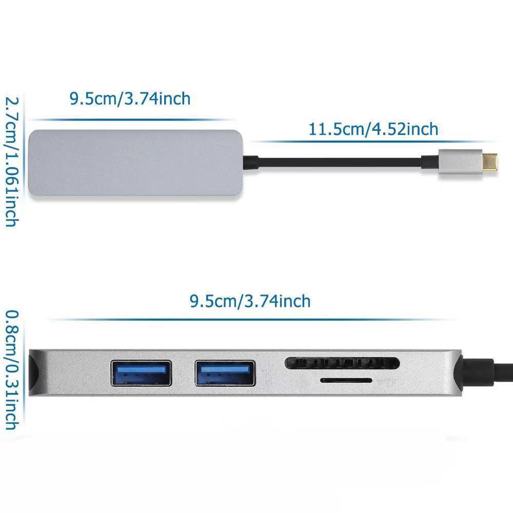 TYPE-C to HDMI+TF/SD+2USB.3.0.