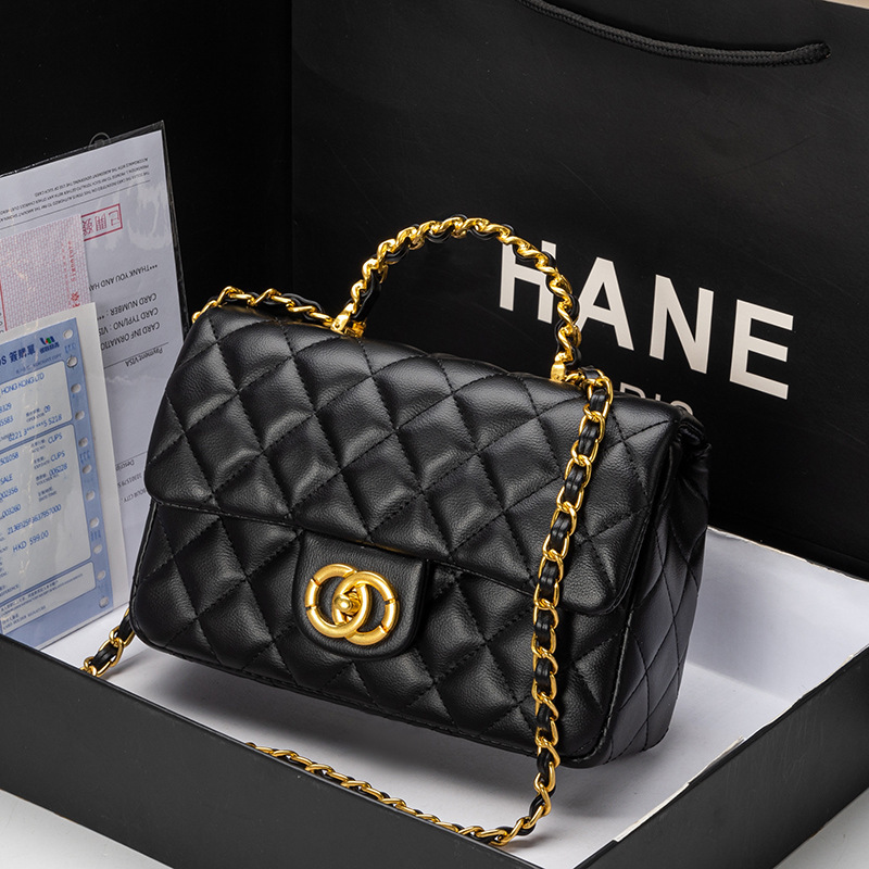 2024 new Single chain bag, small Hong Kong one-shouldered handbag, high-quality slant bag.