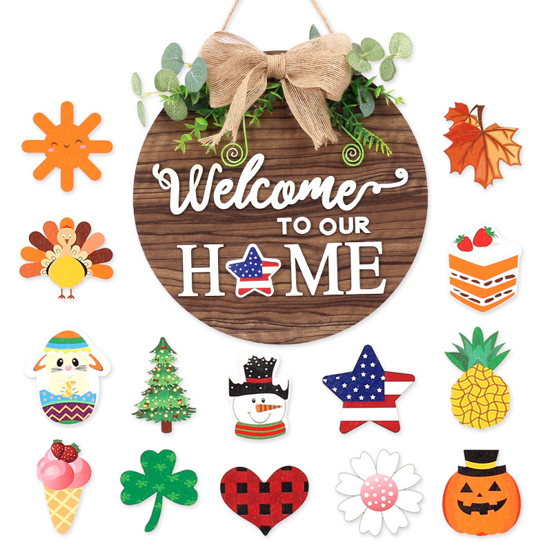 Cross-border cash, model wood-based door set, DEY Magnetic Letter Home Festival Decoration Board.