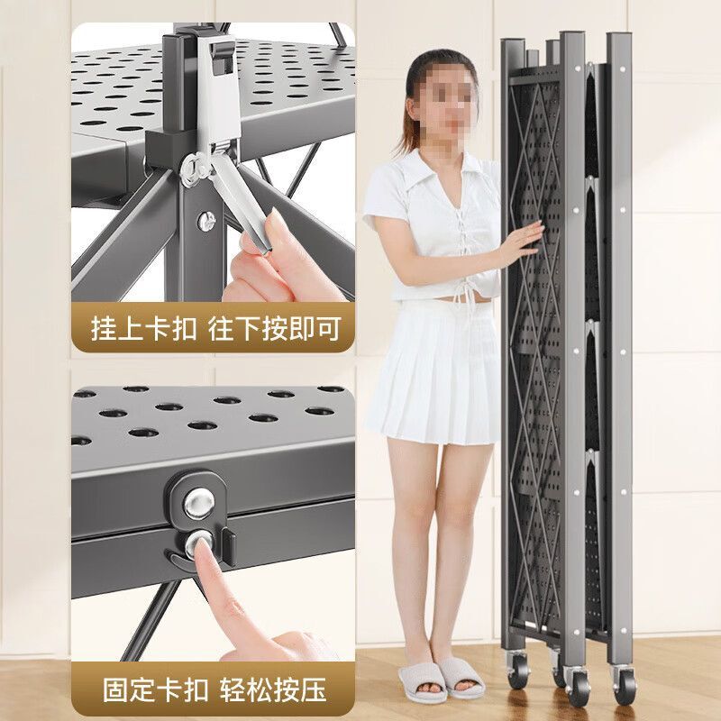 Một cái lò nướng nhiều tầng có thể di chuyển lên kệ.