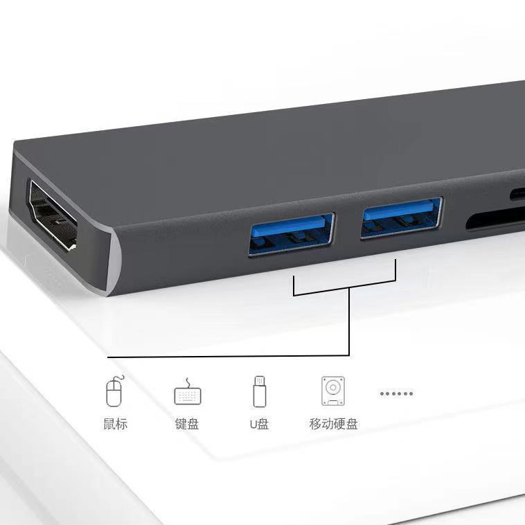 TYPE-C to HDMI+TF/SD+2USB.3.0.