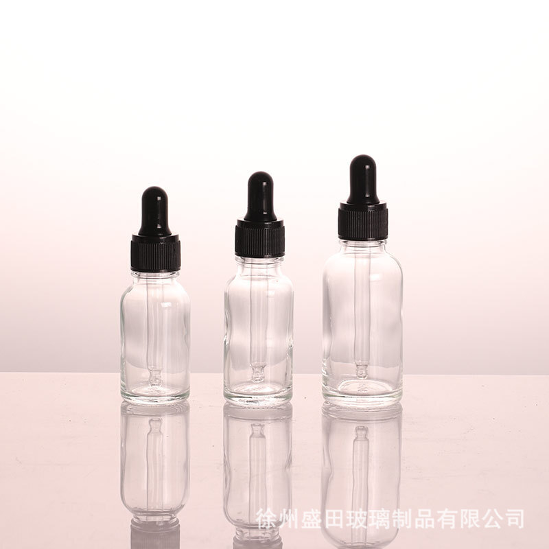 透明精油瓶30ml玻璃滴管瓶膠頭滴管瓶化妝品分裝樣品瓶便攜玻璃瓶