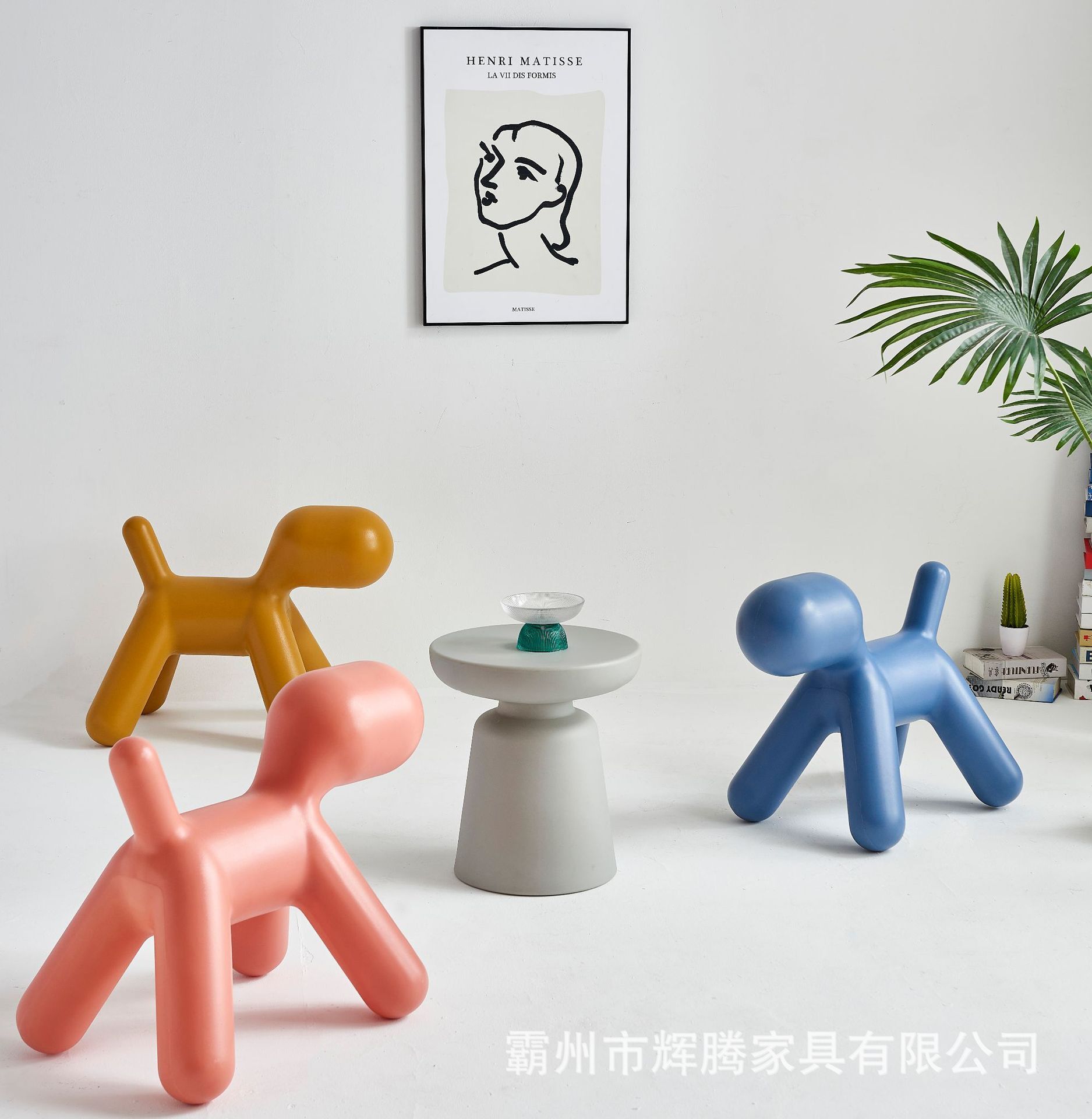 A modern, short-style, cartoon-style, dog-shaped children's stool in the Red Child's Stool.