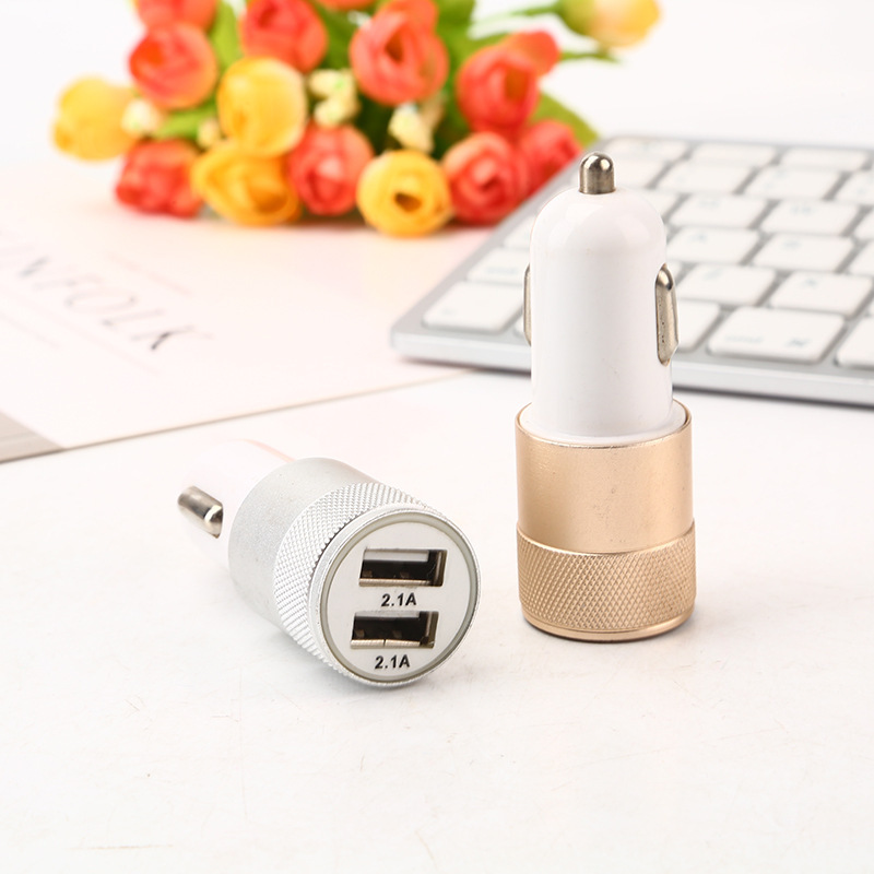 Aluminium hợp kim 2.1A sạc, sạc điện thoại di động, sạc kép, nạp điện 2 lần mới.