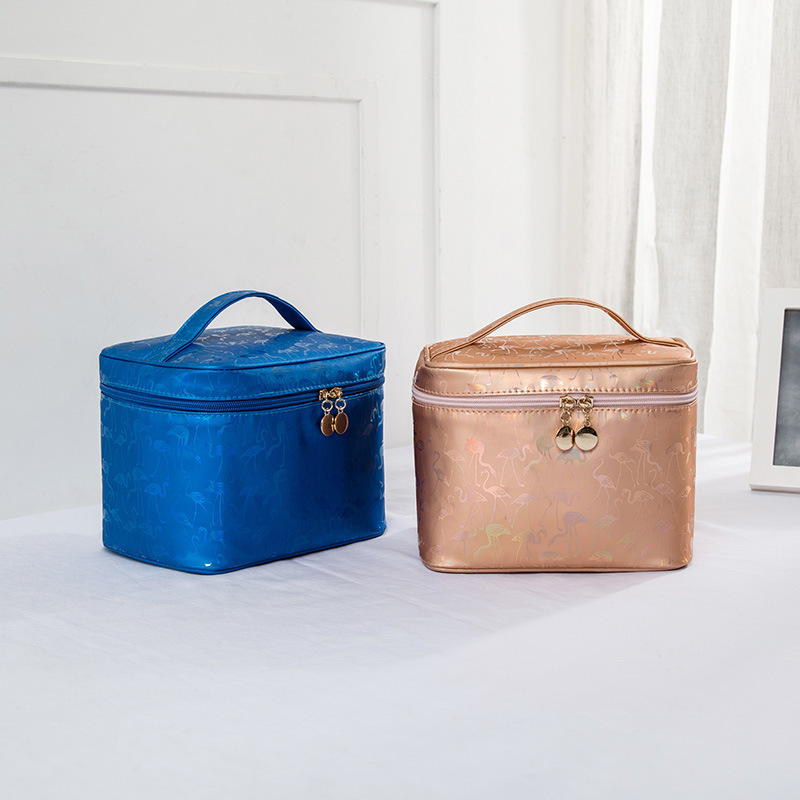 The new PU-covered make-up bag, with a large water-proof hand-carrying leather-pane compartment, travels with it.