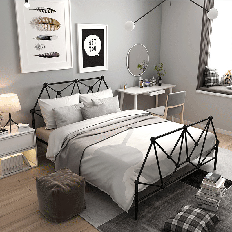 Modern Nordic iron bed, simple enough to fit the Princess's steel bed, a single man, 1.21.5 1.8 m double bed rental house