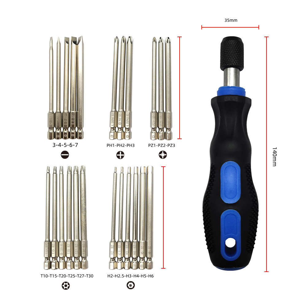 New upgrade of a 100 mm long plating set of 24 batch screwdrivers for the S2 material hand-held screwdrivers