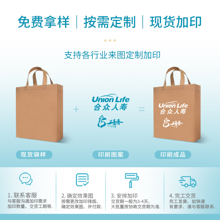 Shopping bag free-of-repeated, hand-held, blank environmental bag with print and print logo advertising kit