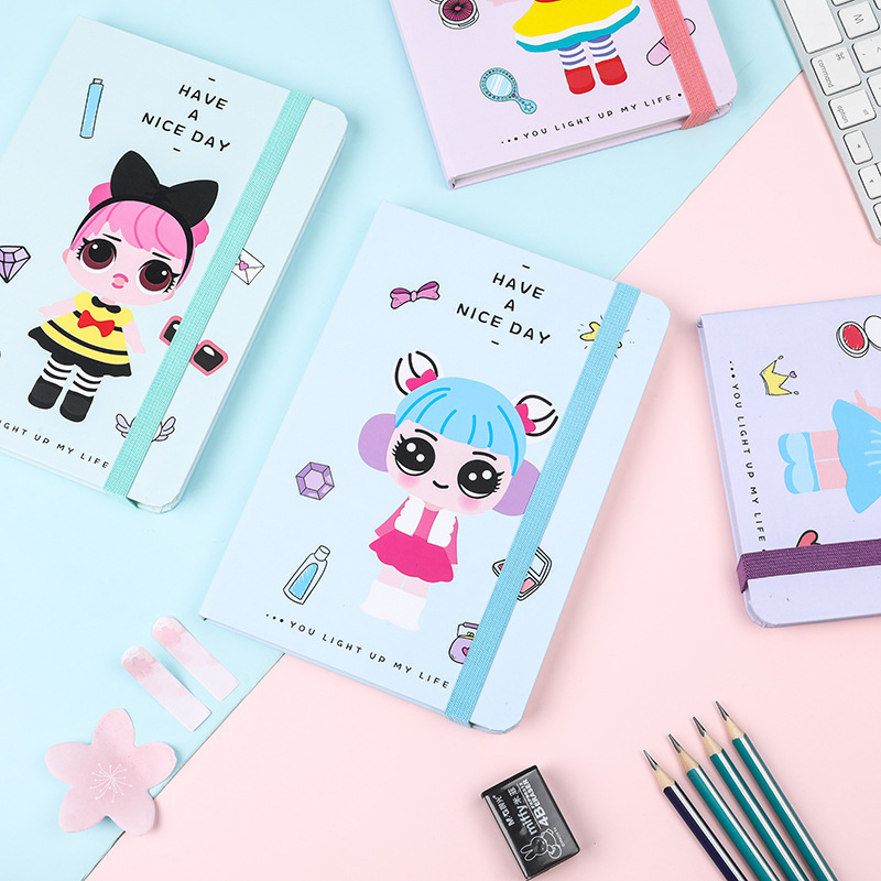 A5 new personal surprise doll notebooks, cute cartoons with thick cover, practical business office notes.