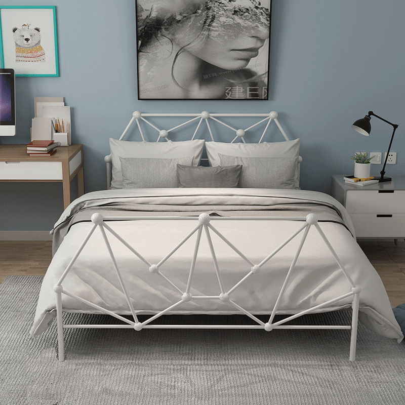 Modern Nordic iron bed, simple enough to fit the Princess's steel bed, a single man, 1.21.5 1.8 m double bed rental house