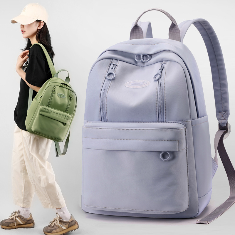 Two-shoulder-packed, 2023 new Korean-size, pure-coloured travel pack for women with high-capacity high school college.