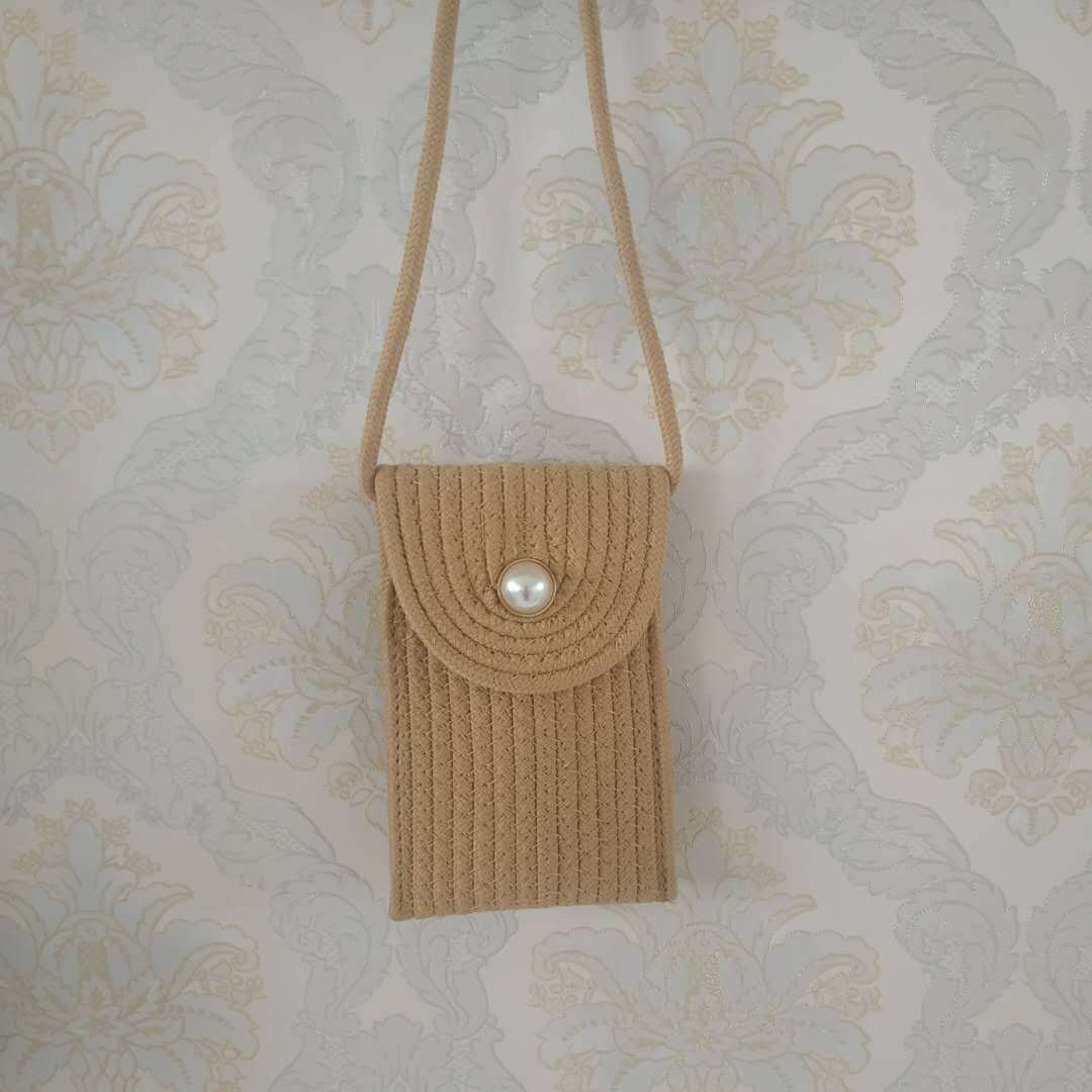 2023 new knitting cell phone bag, cotton string knitting wiring bag, Ms. Jane's one shoulder bag, lovely color.