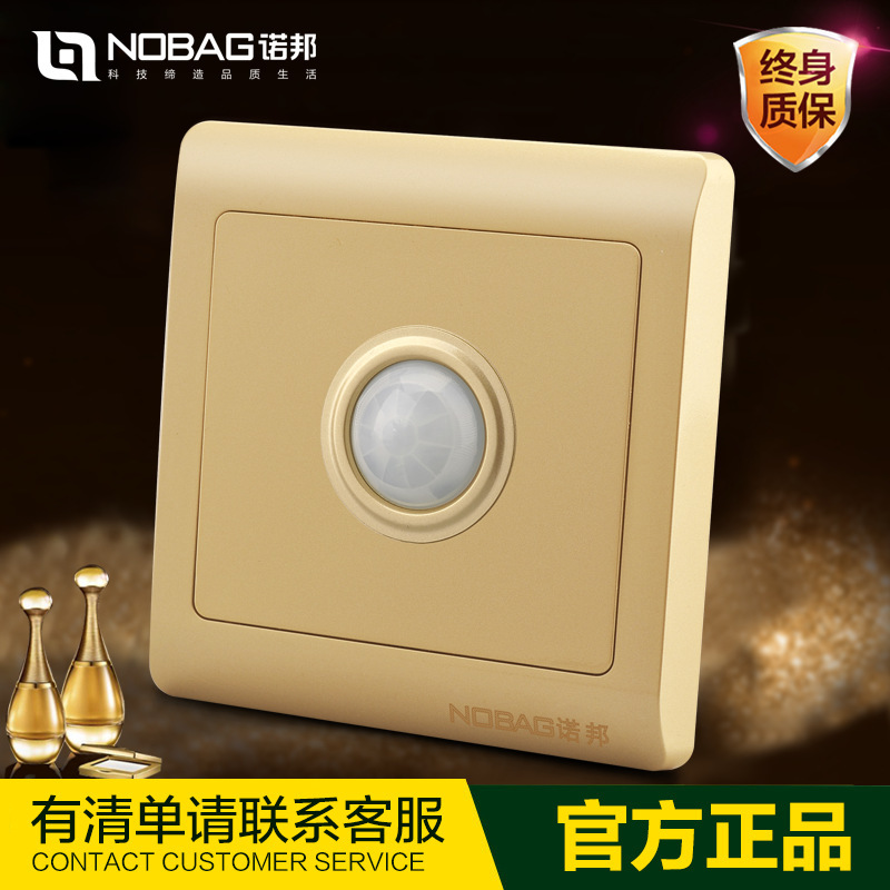 Nobbon Rainbow Gold Two Human Insight Switch, Infrared Switch, LED energy-efficient switch panel 86.