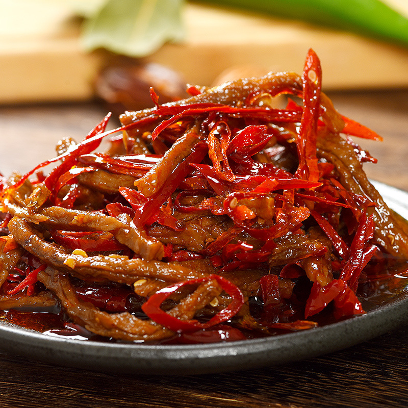 Sichuan พิเศษเนื้อเนื้อเผ็ดแห้งยาวเย็นเนื้อเผ็ด 98 กรัมสําหรับขนม