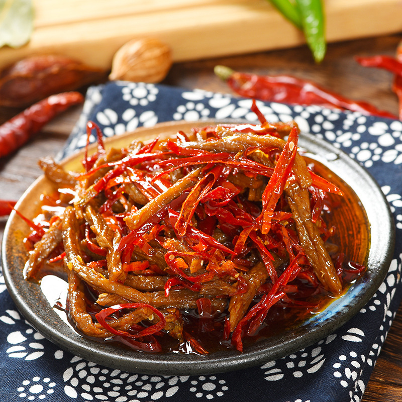 Sichuan พิเศษเนื้อเนื้อเผ็ดแห้งยาวเย็นเนื้อเผ็ด 98 กรัมสําหรับขนม