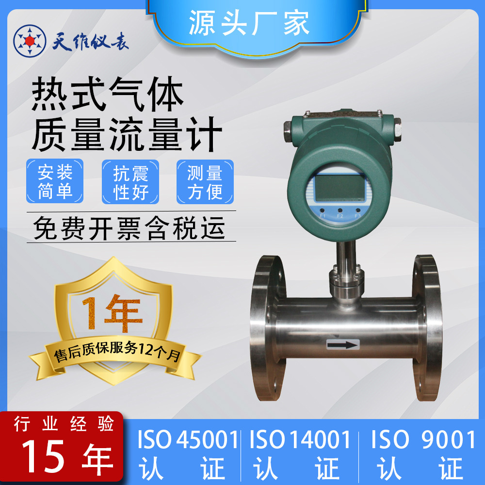 The LCD shows thermal gas mass flow meters, constant temperature differentials, gas measurements, splits, integrated.