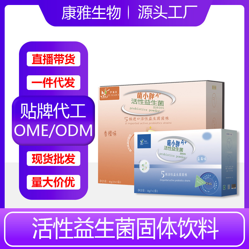 菌小胖复合活性益生菌便携袋装蓝莓香橙味现货固体饮料代加工