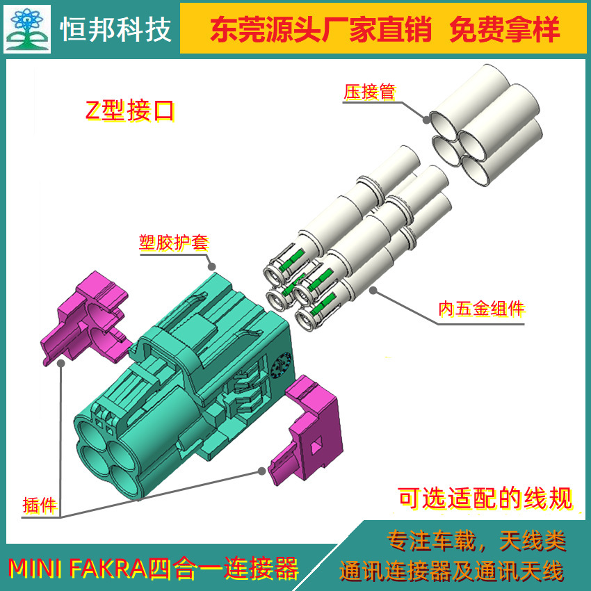 Mini Fakra4 với một đầu tín hiệu không dây