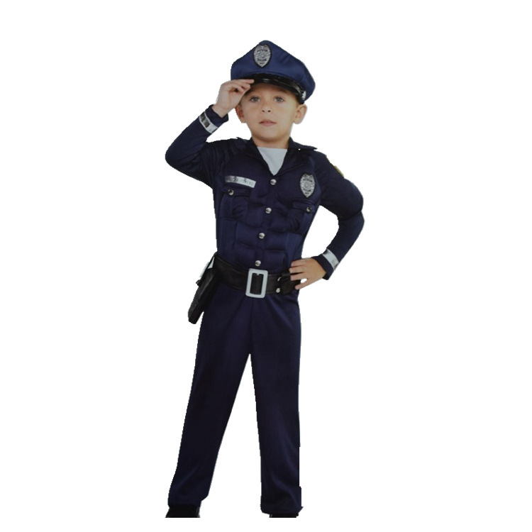 Quần áo, trang phục Halloween, trang phục truyện tranh, diễn xuất cho trẻ em cảnh sát.