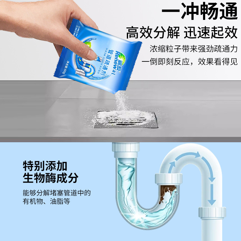 Pipelines decomposition, soluble kitchen latrines, clean sewers, defouling deworming.