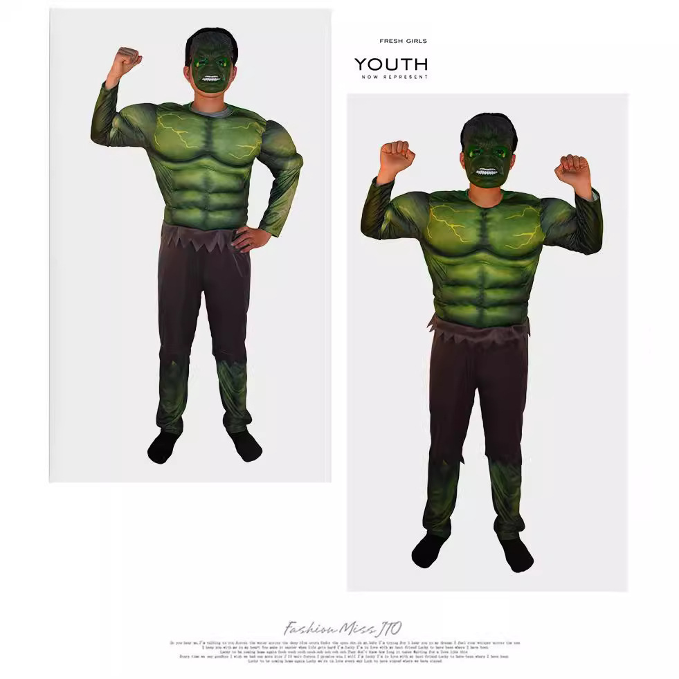 Trẻ em Lễ Giáng Sinh Hulk chơi hóa trang, nhảy thoát y, Halloween.