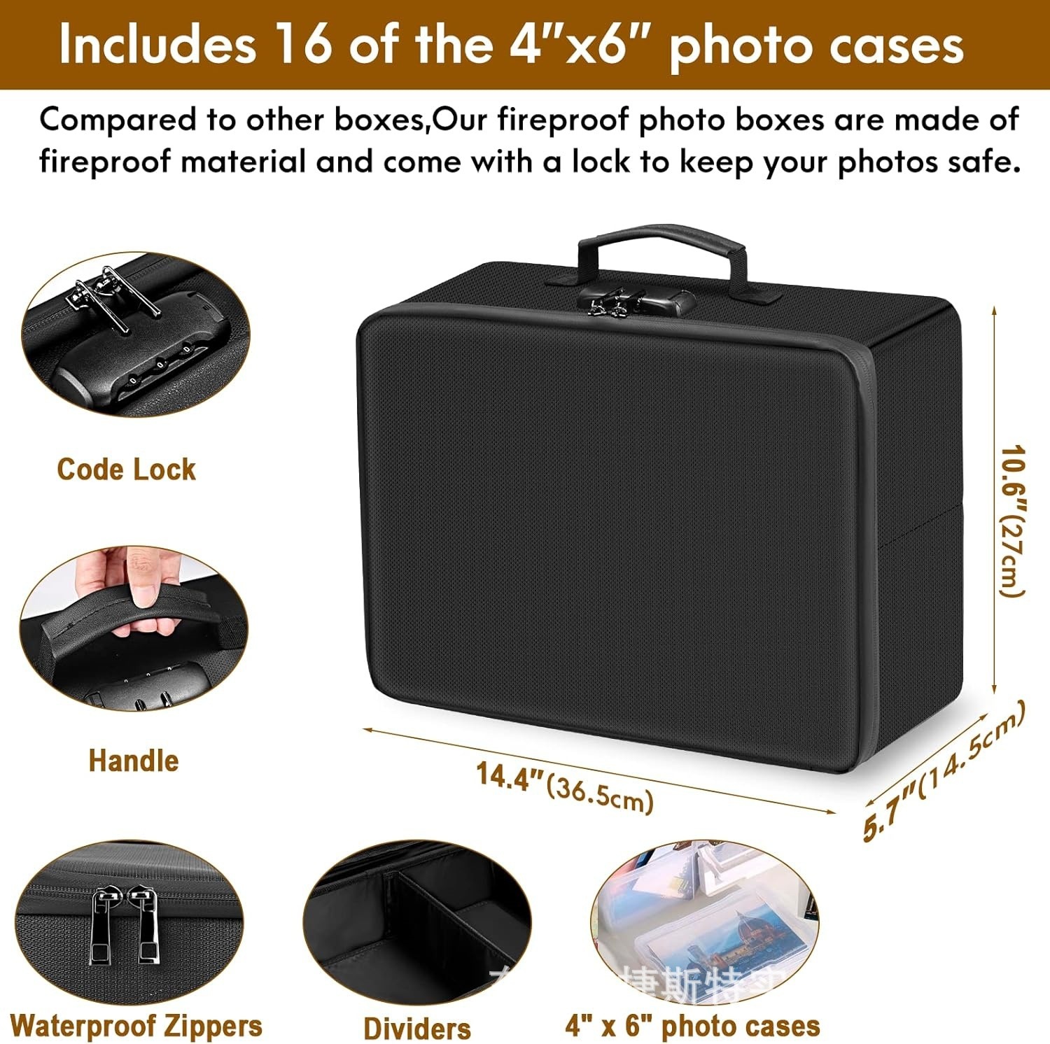 Cross-border storage container for fireproof photographs with locks to fold portable belt-resistant zipper photos