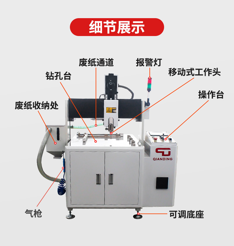 Label laminate auto-pore-cleaning machine HTDK-720 more materials, hollow-drilling auto-dumping processor