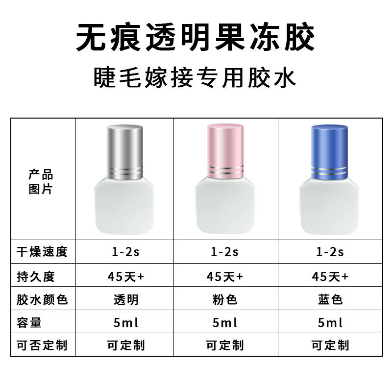 亞太透明無痕透明果凍膠1秒速幹嫁接睫毛膠水美睫店專用持久45天