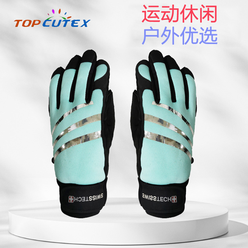 Wholesale of child gloves by factory gloves, 4-16-year-olds in autumn and winter, velvet and waterproof ski gloves