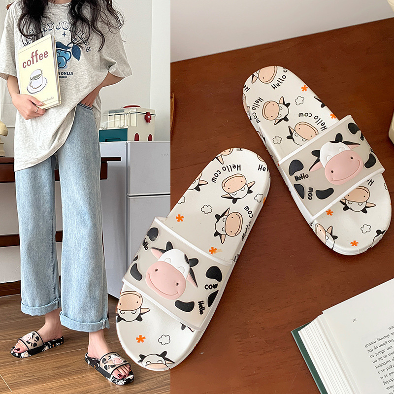 Source factory process custom home-based slippers cow stamped with one word of smooth and thick bottom comfort across South-East Asia