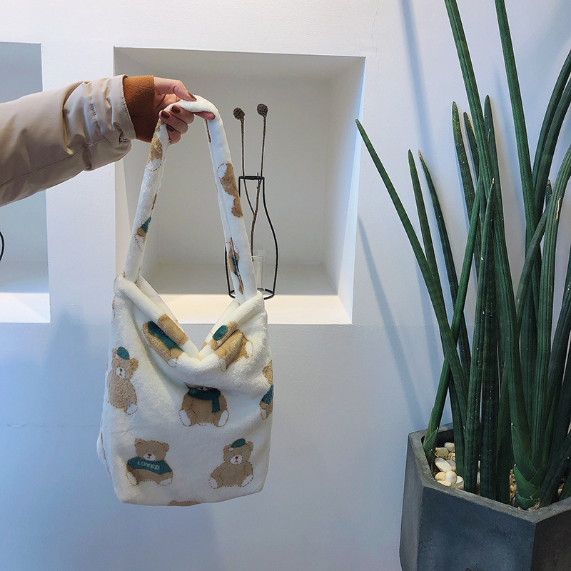 Bhuvanian/Amazon Cross-border Source Student Cutie Rabbit Fluffy Packer with One-System Cutie Bear Bag