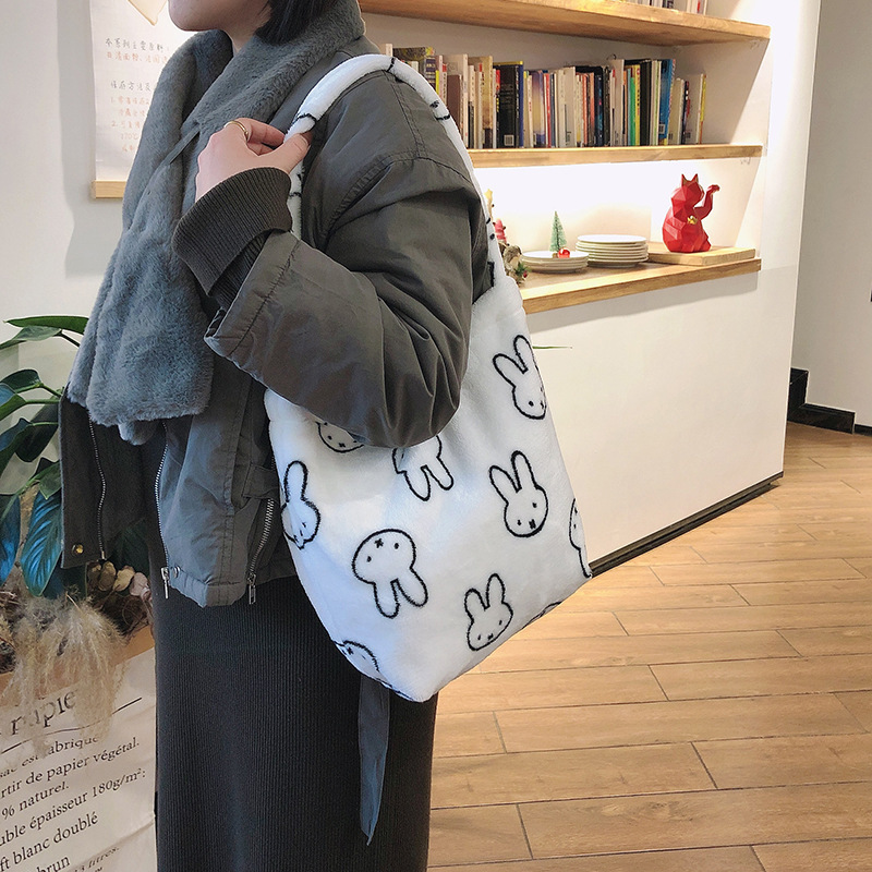 Bhuvanian/Amazon Cross-border Source Student Cutie Rabbit Fluffy Packer with One-System Cutie Bear Bag