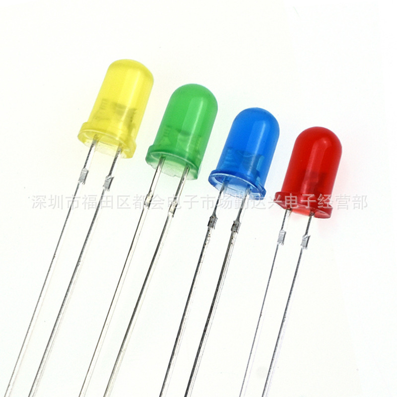 F5 red-haired beads 5mm red blue-haired blue-haired orange-coloured F3 straight-plug LED diode