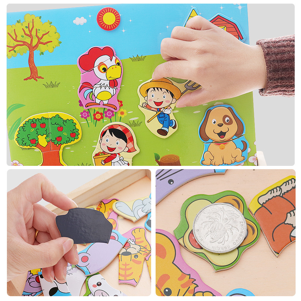 The children's toy-wood puzzle is a child's puzzle with a magma board.