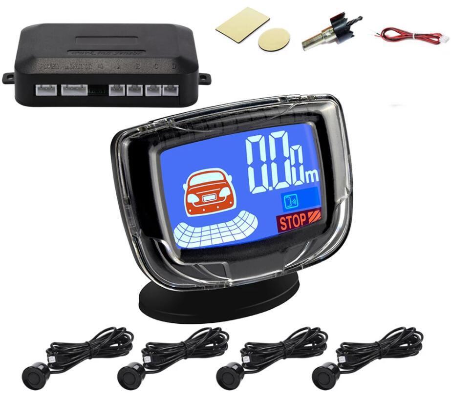 Vehicle back-up radar LCD monitor with 4 sensors beeping voice backwards radar detector reports