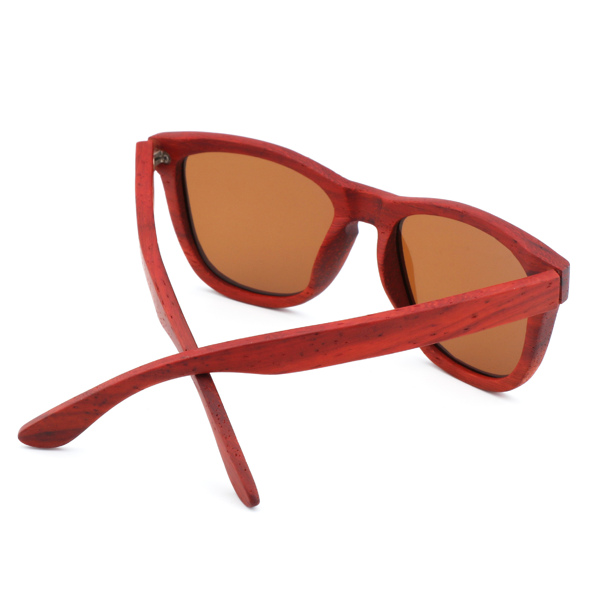 Fashion outdoors riding bamboo glasses, red pear frame TAC lenses, new cross-border female sunglasses.