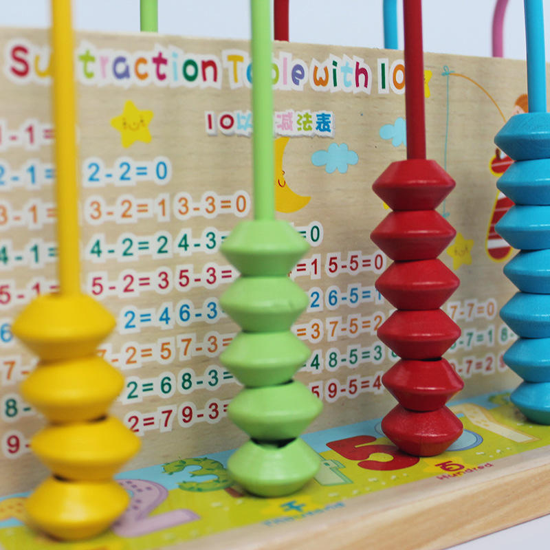 Wood 5 calculator set, early childhood learning calculator set, puzzle toys.