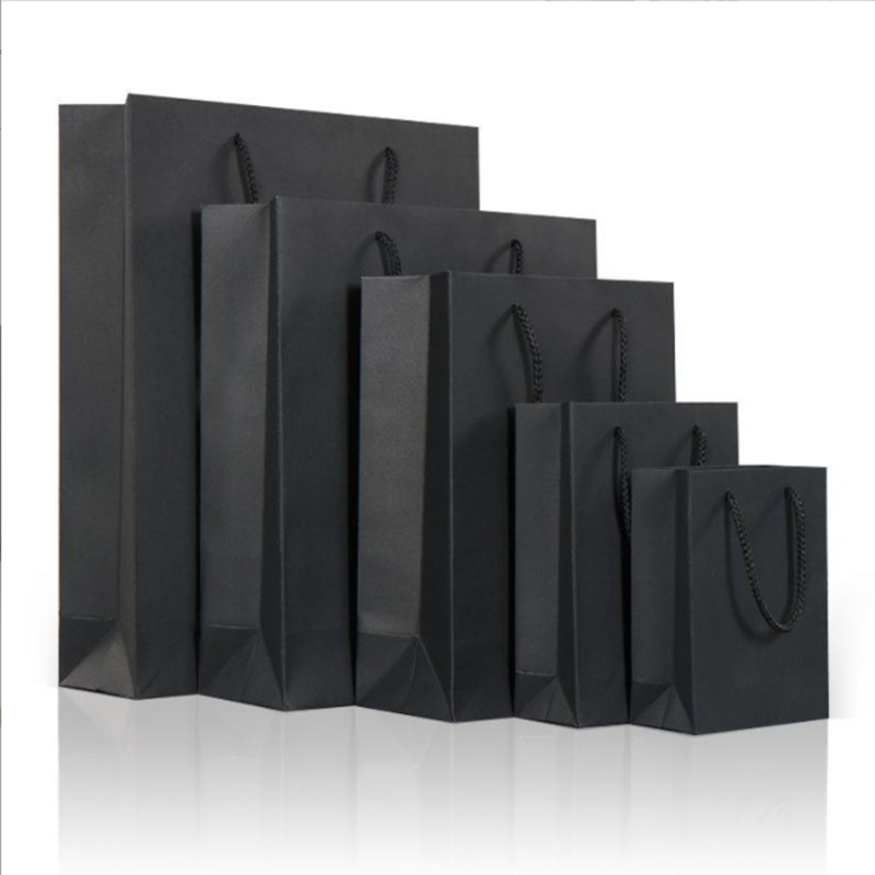 Enterprise high-sized black card card bag bag shopping bag customised to print logo