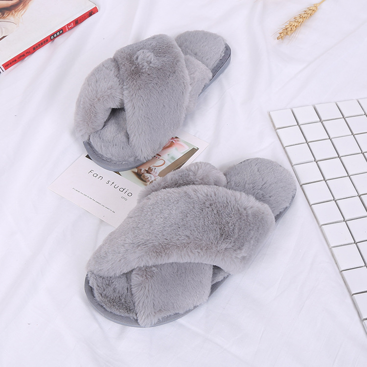 ♪ Four seasons home-dwelling woolly slippers indoor cotton slippers cross ♪