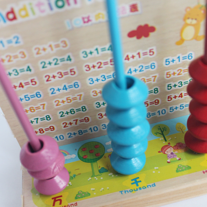 Wood 5 calculator set, early childhood learning calculator set, puzzle toys.