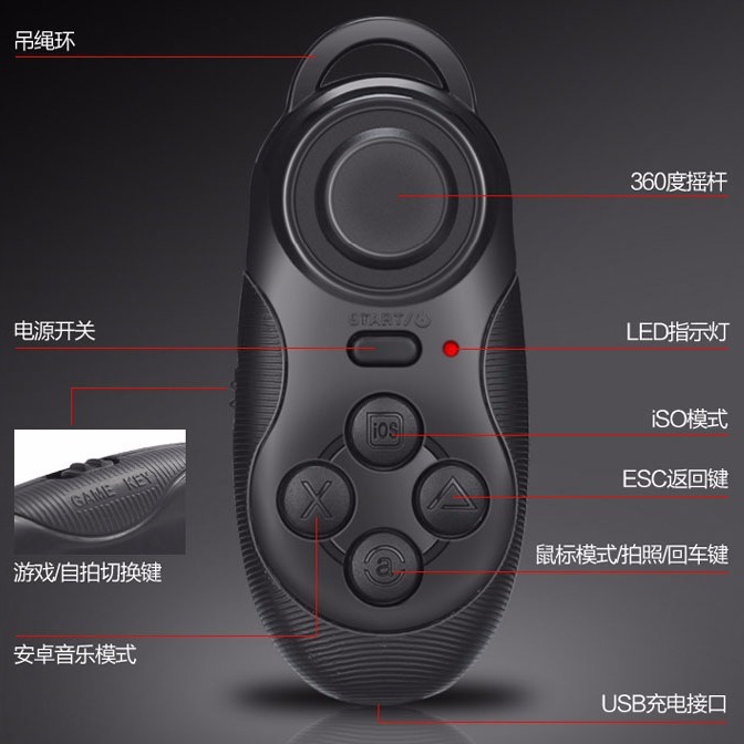 Cross-border VR glasses remote control, Andre's e-book flipping to shoot the self-taughter Mini Bluetooth 032.