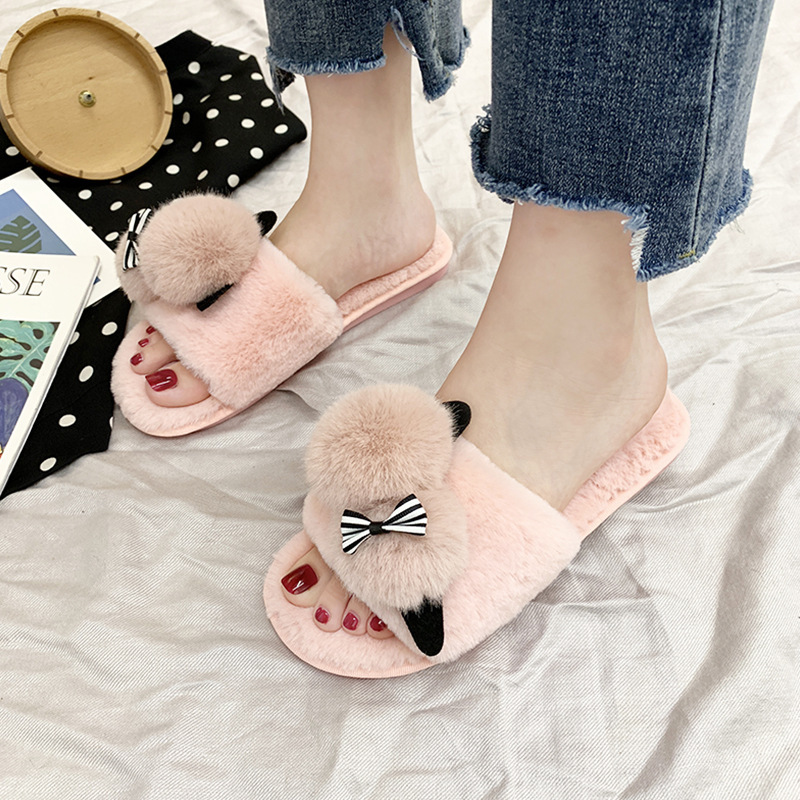 New cotton slippers, family parents' shoes, cat shadows, family furry slippers.