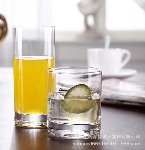 Transparent crystal glass, glass of whiskey, glass of wine.