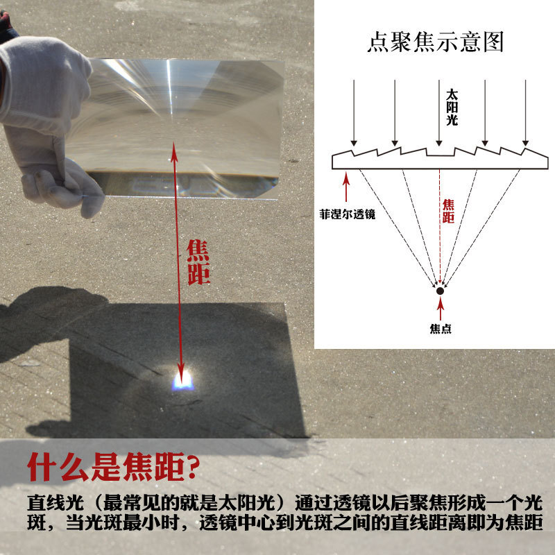 圆形直径130MM 菲涅尔透镜聚光点火科学实验聚光LED透镜光学螺纹