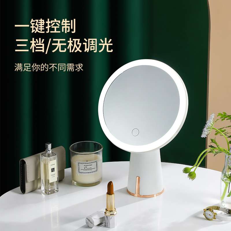 Gương trang điểm để bàn sang trọng nhẹ, phòng ngủ có đèn LED chiếu sáng, tùy chỉnh cho gương để bàn một mặt