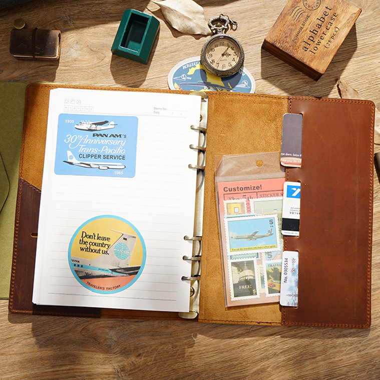 An A5A6 notebook book for the travel of a retro-circle parchment sheet with a rope button card.