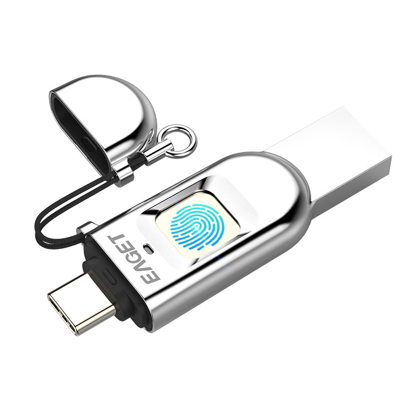 Customized corporate fingerprint encrypted UCD computer double-use usb3.1 high-speed type-c mouth-proof copy gift