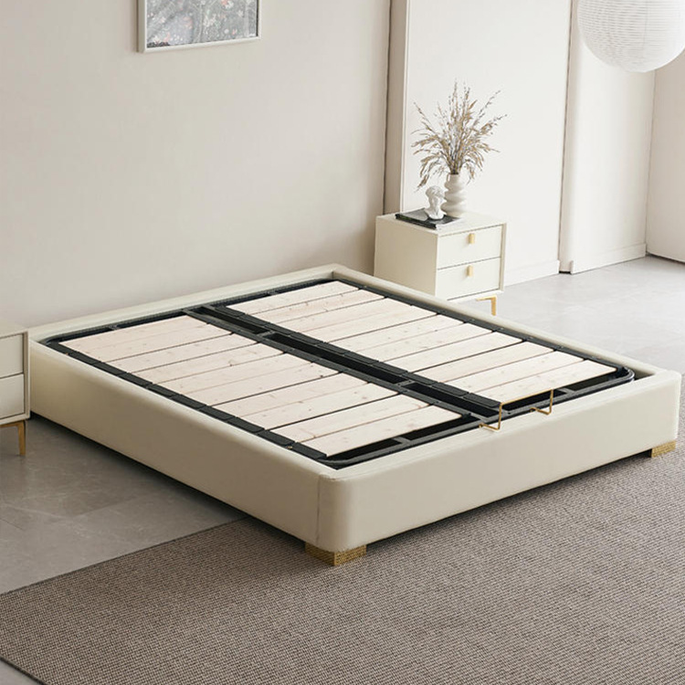 The bed without a bed is modern and simple, with no backstand to the surface.