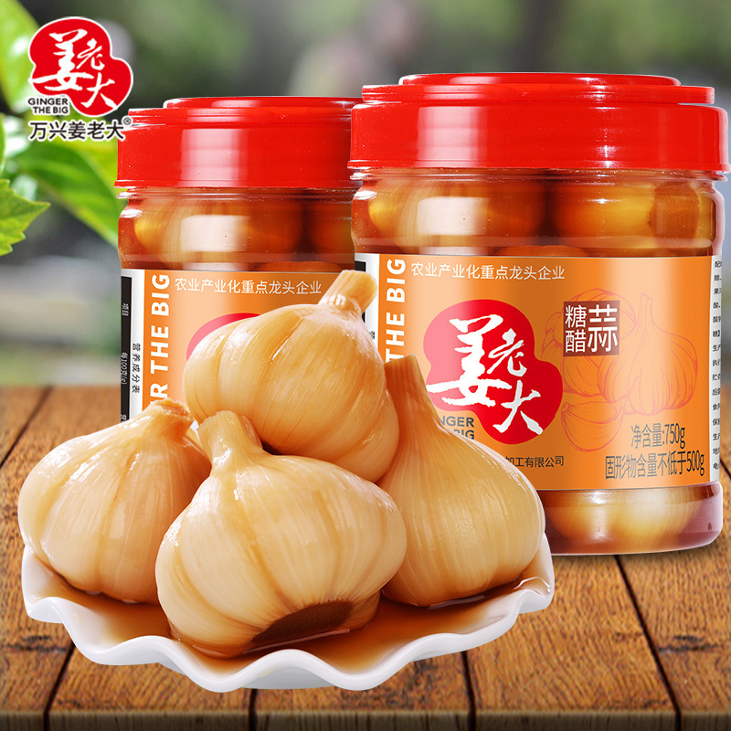姜老大糖醋蒜糖蒜酱汁腌大蒜头泡菜火锅伴侣甜蒜头1500g莱芜特产